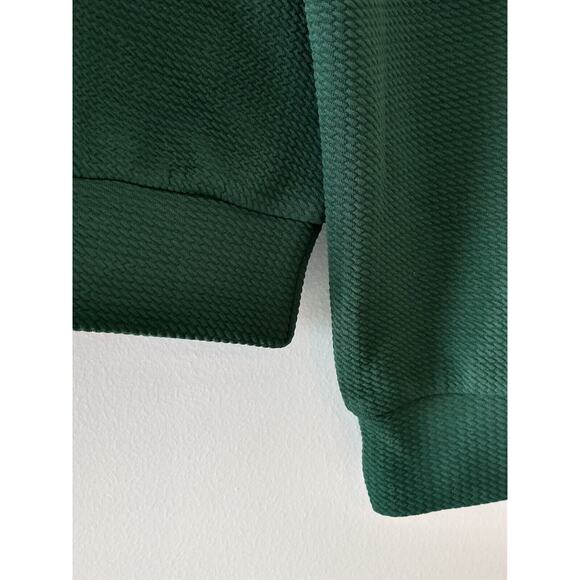 Shein Women's Waffle Knit Top Hunter Green Large Front Lace Keyhole back - Picture 4 of 10